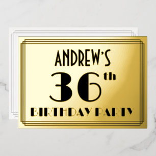 36ste verjaardagsfeest — Art Deco-uitstraling “36” Folie Uitnodiging