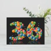 36ste verjaardagsfeest, met bubbels en ballen kaart (Staand voorkant)