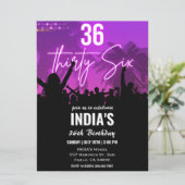 36ste verjaardagsfeest Roze Neon Uitnodiging (Staand voorkant)