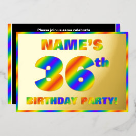 36ste verjaardagsfeestje — Leuke, regenboogspectru Folie Uitnodiging