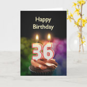 36ste verjaardagskaart met kaarsen kaart (Gele Bloem)
