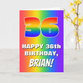 36th Birthday: Colorful, Fun Rainbow Pattern # 36 Kaart (Gele Bloem)
