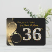 36th, Birthday Invitation, Number Diamond,Foto Kaart (Staand voorkant)
