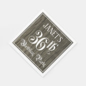 36th Birthday Party — Fancy script, Faux Wood Kijk Servet (Hoek)