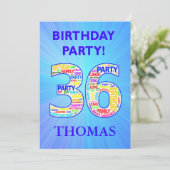 36th Birthday Party Invitation Voeg een naam toe Kaart (Staand voorkant)