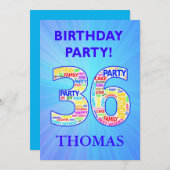 36th Birthday Party Invitation Voeg een naam toe Kaart (Voorkant / Achterkant)