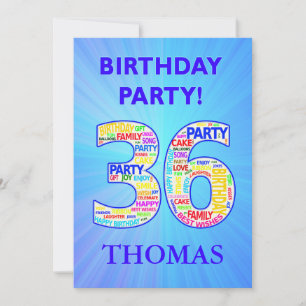 36th Birthday Party Invitation Voeg een naam toe Kaart