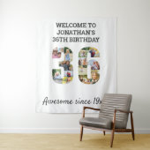 36th Birthday Party Photo Collage Backdrop Wandkleed (In situ)