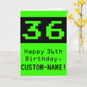 36th Verjaardag: Nerdy / Geeky Stijl "36" en Naam Kaart (Gele Bloem)