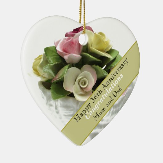 36th Wedding Jubileum bone china editable Cer Keramisch Ornament (Rechts)