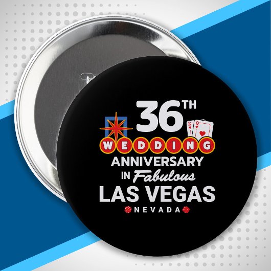 36th Wedding Jubileum Couples Las Vegas Trip Ronde Button 4,0 Cm