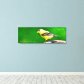 36x12x1.5 Wrapped Canvas Foto Yellow Finch Afdruk (Insitu (Houten vloer))