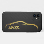 370z Gold Silhouette Logo met faux koolstofvezel Case-Mate iPhone Case (Achterkant (horizontaal))