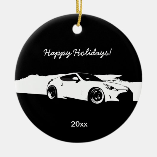 370Z rolschot met kerstversieringen Keramisch Ornament (Voorkant)