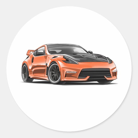 370z tekening ronde sticker (Voorkant)