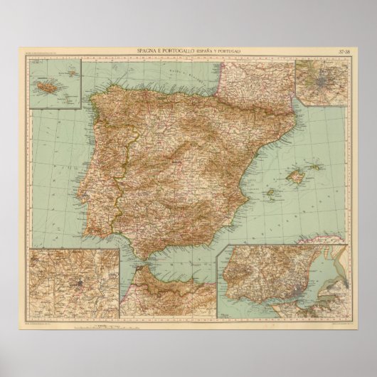 3738 Spanje, Portugal Poster (Voorkant)