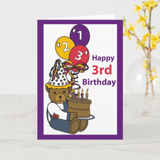 3752 Happy 3rd Birthday Beer Kaart (Gele Bloem)