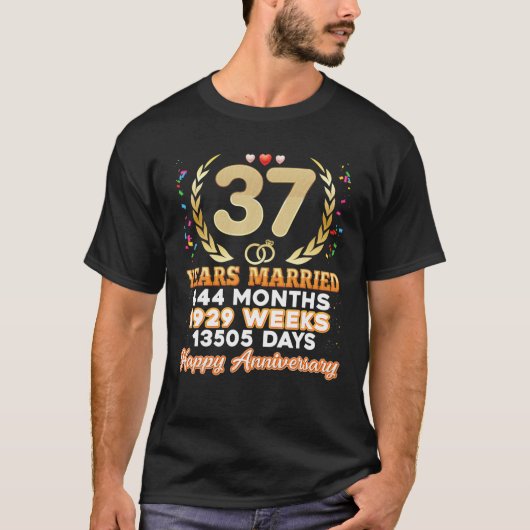 37 jaar gehuwd Happy 37th Wedding Jubileum Co. T-shirt (Voorkant)