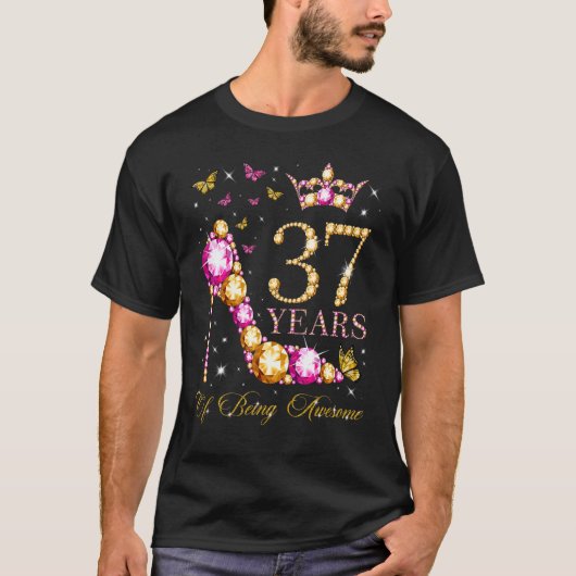 37 jaar Geweldige 37 jaar oud en 37 jaar oud T-shirt (Voorkant)