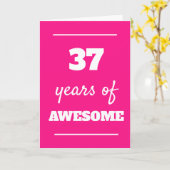 37 jaar Geweldige - Roze 37e Verjaardag Kaart (Gele Bloem)