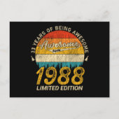 37 jaar oud 1988 Retro Geweldige 37ste verjaardags Briefkaart (Voorkant)