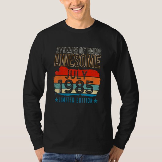 37 jaar oud juli 1985 37e verjaardag t-shirt (Voorkant)