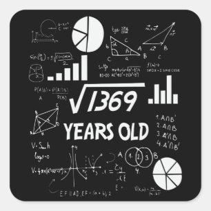 37 jaar oude Bday Wiskunde Teacher 37e verjaardags Vierkante Sticker