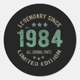 37 jaar oude dag dag 1984 Legend sinds 37 septembe Ronde Sticker