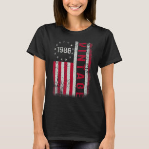 37 jaar oude geschenken 1986 Amerikaanse vlag 37t T-shirt