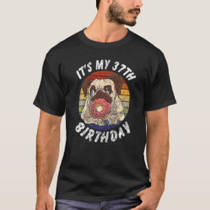 37 Jaar Oude Pug en Donut Vintage Vervallen 37ste T-shirt