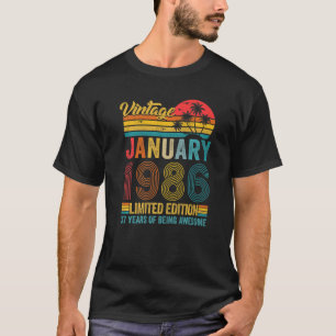 37 jaar Oude Vintage januari 1986 37e verjaardag T-shirt