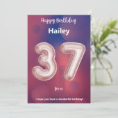 37-jarige Happy Birthday-kaart (Staand voorkant)