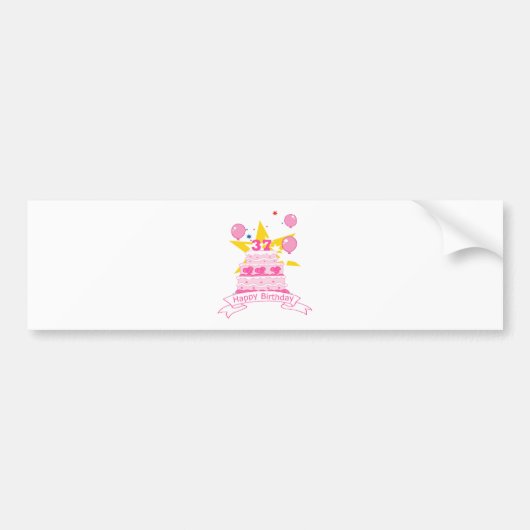 37-jarige verjaardagskaart bumpersticker (Voorkant)