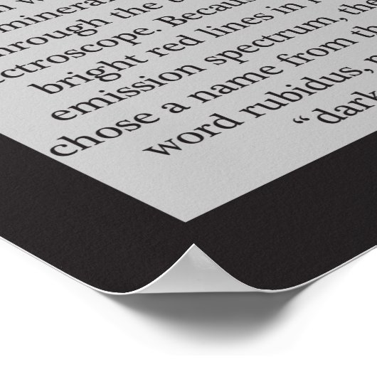 37. Rubidium (Rb) Periodieke tabel van de elemente Poster (Hoek)