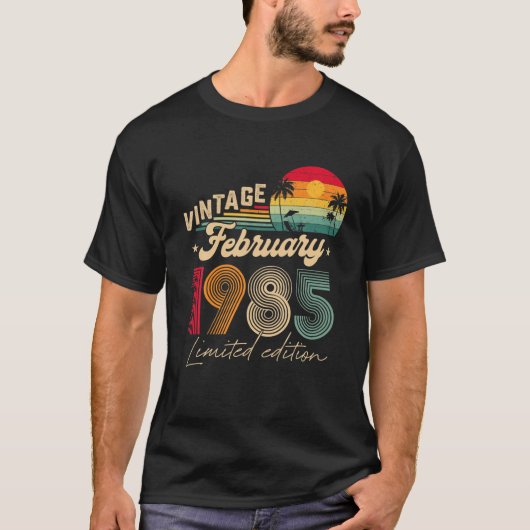 37e Birthday Gift Mannen  februari 1985 37 jaar T-shirt (Voorkant)