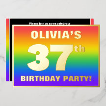 37e Birthday Party: Fun, kleurrijk regenboogpatroo