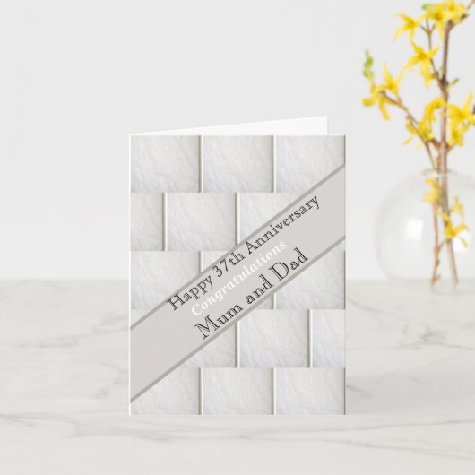 37e bruiloft Jubileum Alabaster, bewerkbaar Kaart (Gele Bloem)