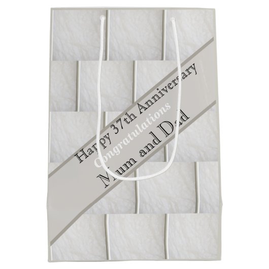 37e bruiloft Jubileum Alabaster, bewerkbaar Medium Cadeauzakje (Achterkant)