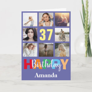 37e Happy Birthday Photo Collage Modern Kaart