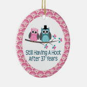 37e Jubileum Owl Wedding Jubilea Gift Keramisch Ornament (Rechts)