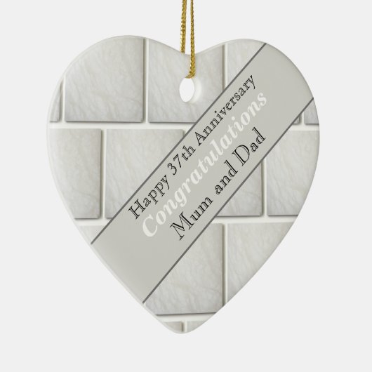 37e Jubileum voor bruiloft Keramisch Ornament (Rechts)