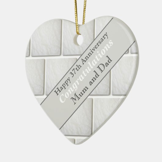 37e Jubileum voor bruiloft Keramisch Ornament (Links)