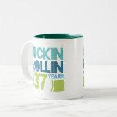 37e Jubileum Wedding Gift Tweekleurige Koffiemok (Voorkant links)