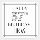 37E MAANDAG, Art Deco Style, aangepaste naam Vierkante Sticker (Voorkant)