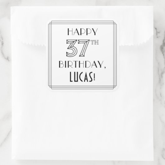 37E MAANDAG, Art Deco Style, aangepaste naam Vierkante Sticker (Tas)