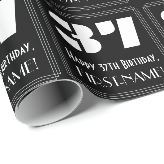 37e verjaardag: Art Deco Geïnspireerde look "37" e Cadeaupapier (Rol Hoek)