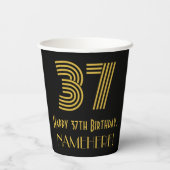 37e verjaardag: Art Deco Geïnspireerde look "37" e Papieren Bekers (Achterkant)