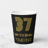 37e verjaardag: Art Deco Geïnspireerde look "37" e Papieren Bekers (Voorkant)