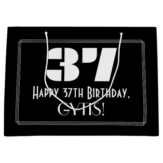 37e verjaardag ~ Art Deco Geïnspireerde look "37"  Groot Cadeauzakje (Voorkant)