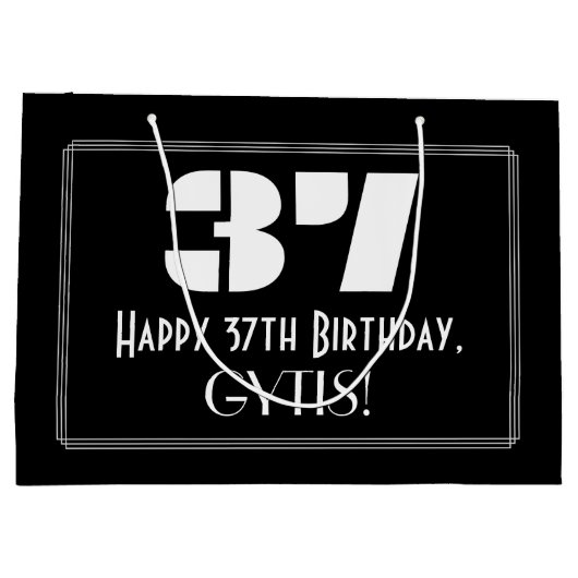 37e verjaardag ~ Art Deco Geïnspireerde look "37"  Groot Cadeauzakje (Achterkant)